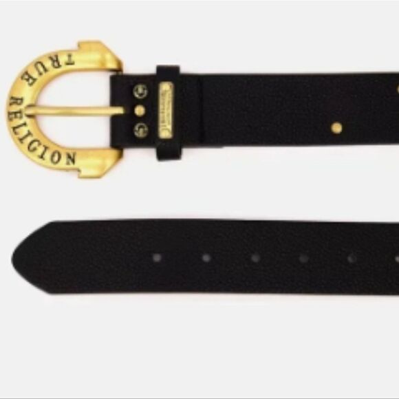 True Religion Botton Down Logo Horseshoe Buck Belt